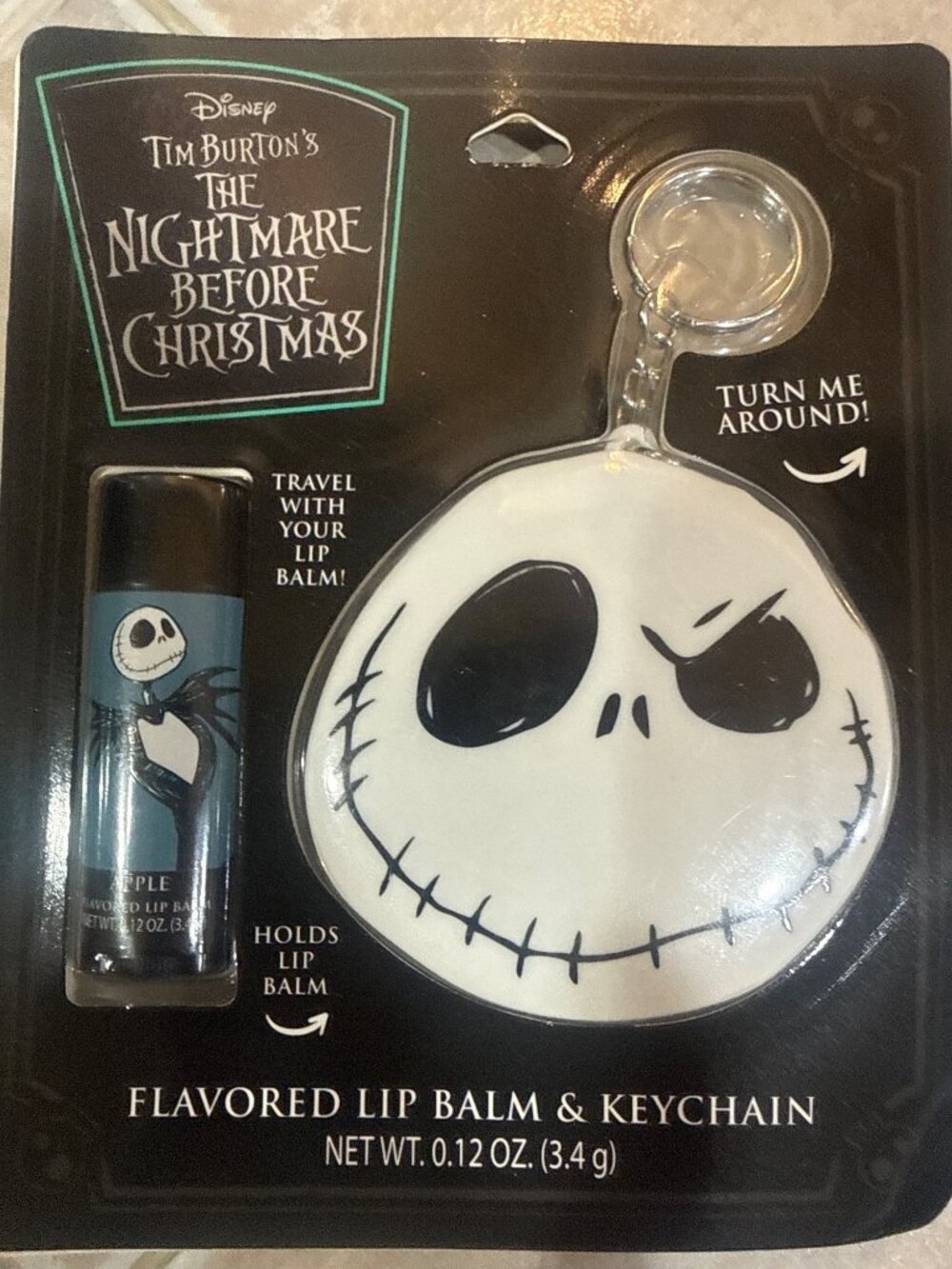 Halloween gift -The Nightmare Before Christmas Lip Balm & Keychain Set Apple Fla